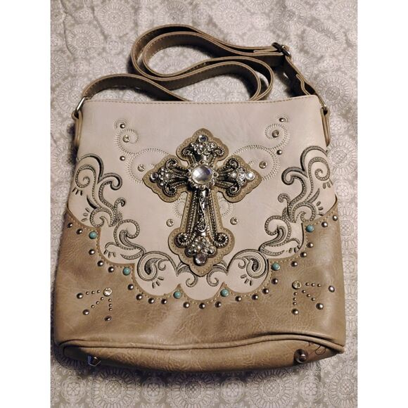 Zelris Mustang Cross Floral Embroidery Crossbody w/Concealed Carry Zip Pocket - Picture 1 of 4